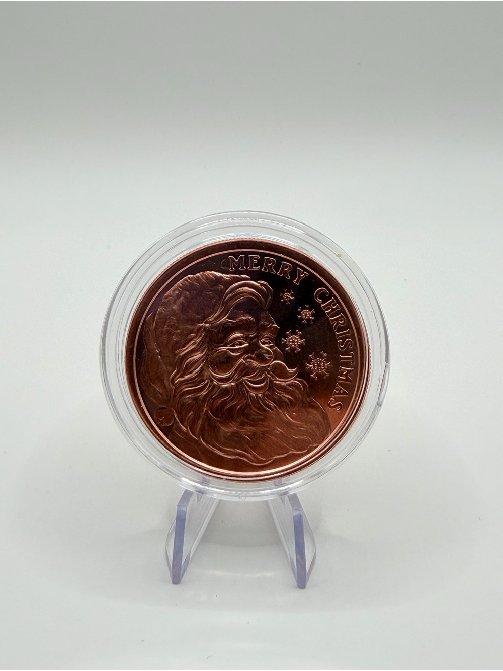 1oz .999 Fine Copper Christmas Santa Copper Coin Round